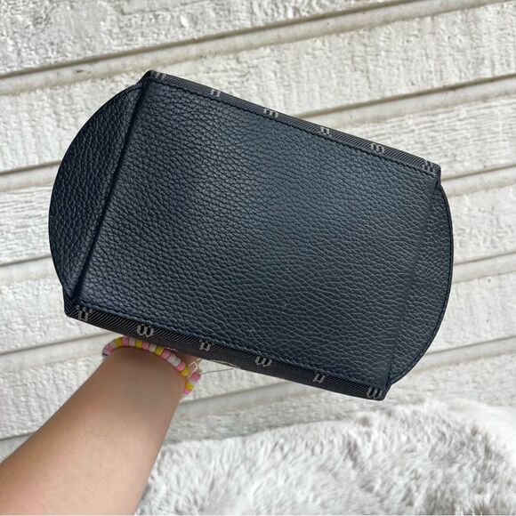 HUNTING WORLD Navy Blue Made in Italy Hobo Baguette Handbag Monogram - Picture 6 of 13